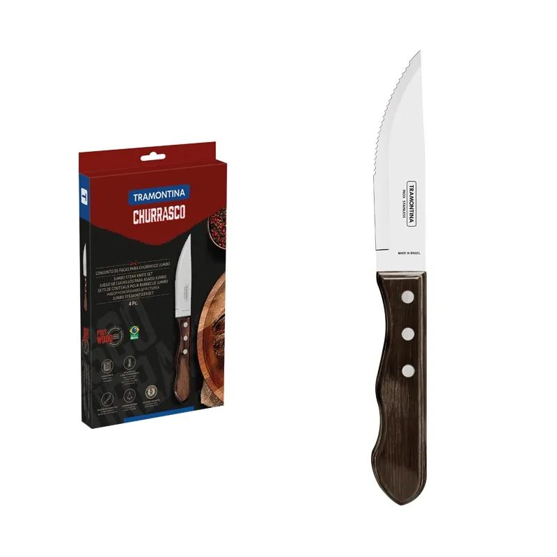 TRAMONTINA SET 4 CUCHILLOS JUMBO 12 CM POLYWOOD