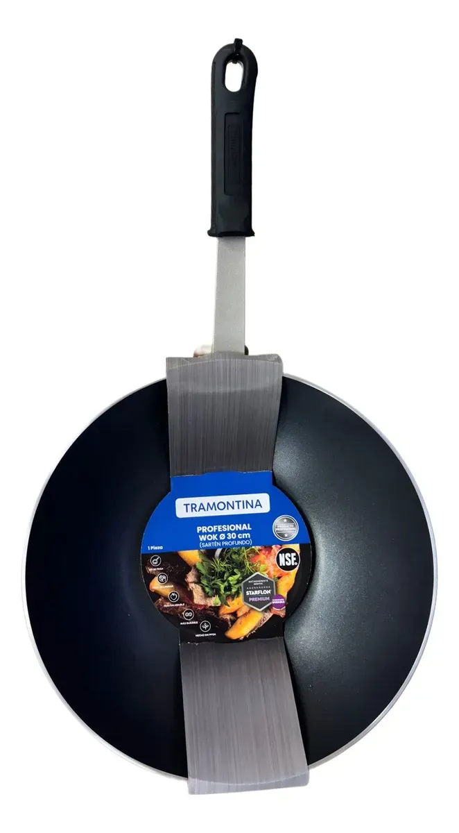 TRAMONTINA WOK DE ACERO AL CARBON 30CM