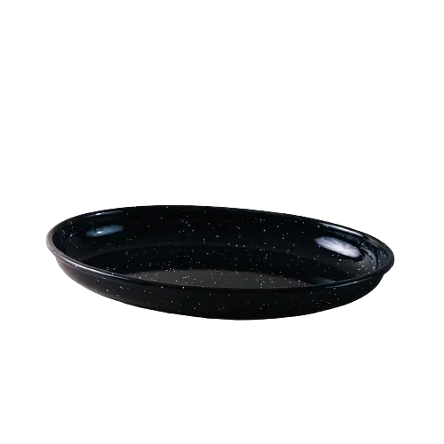 PELTRE PLATO OVALADO 36CM NEGRO CON MOTAS