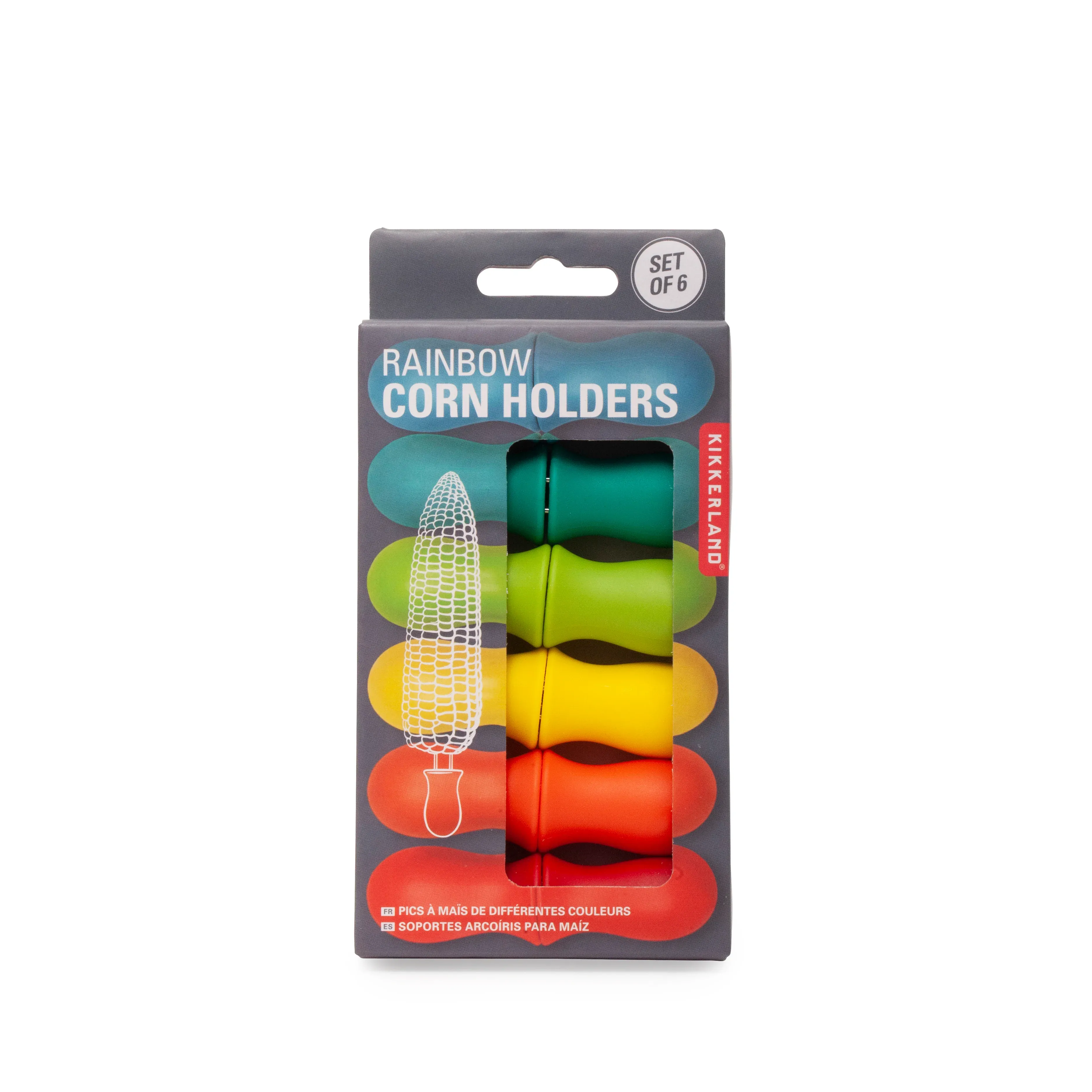 KIKKERLAND RAINBOW CORN HOLDER 6PZ