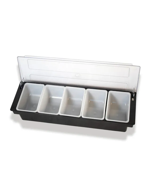 CONDIMENTERO NEGRO DE PLASTICO 5 INSERTOS