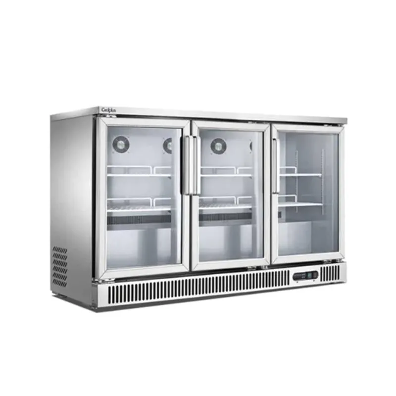 MIGSA REFRIGERADOR CONTRABARRA DE 3 PUERTAS DE CRISTAL DE 380L